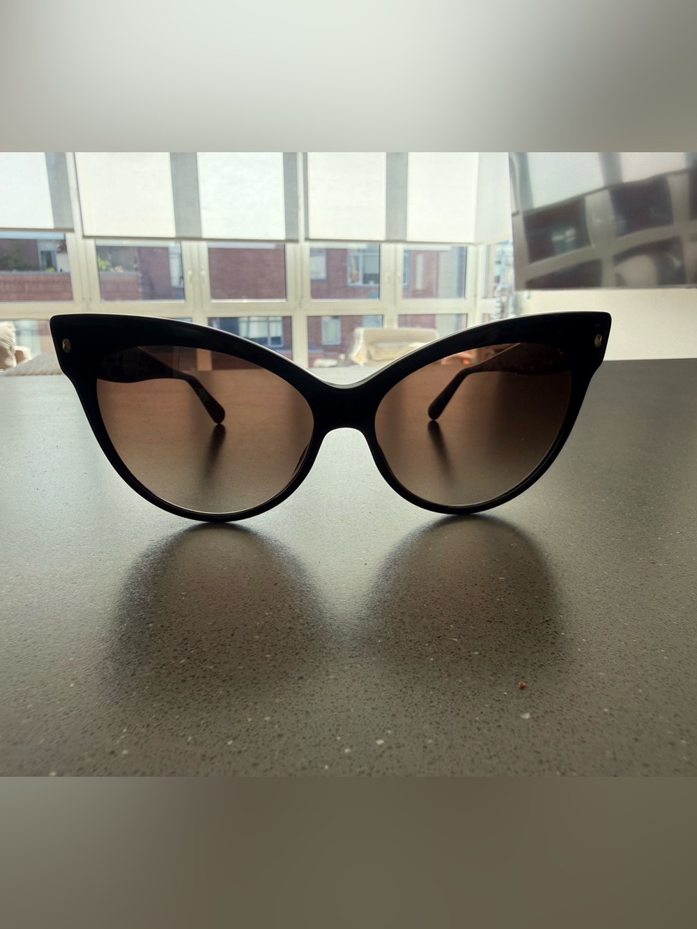 Christian Dior Classic Black Cat-Eye Sunglasses with Brown Gradient Lenses